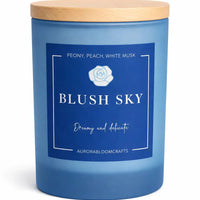 Blush Sky Luxury Scented Candle | Hand-Poured Soy Wax with Wooden Lid - Aurora Bloom Crafts
