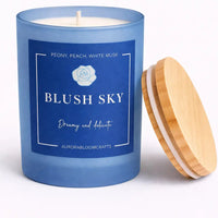 Blush Sky Luxury Scented Candle | Hand-Poured Soy Wax with Wooden Lid - Aurora Bloom Crafts
