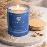 Blush Sky Luxury Scented Candle | Hand-Poured Soy Wax with Wooden Lid - Aurora Bloom Crafts