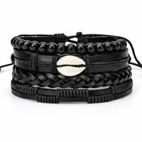 Handmade Multi-Layer Beaded Bracelet with Cowrie Shell, Adjustable Wrist Band - Aurora Bloom Crafts