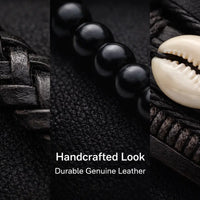 Handmade Multi-Layer Beaded Bracelet with Cowrie Shell, Adjustable Wrist Band - Aurora Bloom Crafts