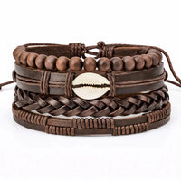 Handmade Multi-Layer Beaded Bracelet with Cowrie Shell, Adjustable Wrist Band - Aurora Bloom Crafts