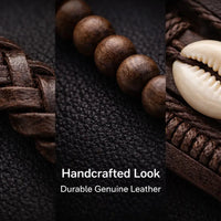 Handmade Multi-Layer Beaded Bracelet with Cowrie Shell, Adjustable Wrist Band - Aurora Bloom Crafts