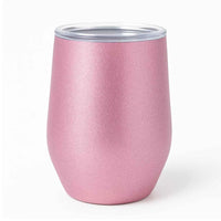 Glitter Pink Stemless Insulated Stainless Steel Mug – Travel-Friendly, Spill-Resistant, 12oz Tumbler
