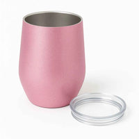 Glitter Pink Stemless Insulated Stainless Steel Mug – Travel-Friendly, Spill-Resistant, 12oz Tumbler