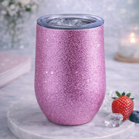 Sparkle Insulated Wine Tumbler – Glitter Stainless Steel Cup with Lid (12oz)