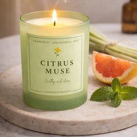 Citrus Muse Luxury Scented Candle | Hand-Poured Soy Wax with Wooden Lid - Aurora Bloom Crafts