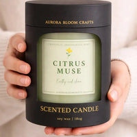 Citrus Muse Luxury Scented Candle | Hand-Poured Soy Wax with Wooden Lid - Aurora Bloom Crafts