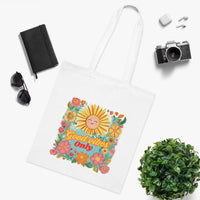 Good Vibes Only Tote Bag – White Canvas, Long Handle (38cm x 40cm)