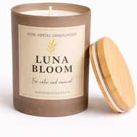Luna Bloom Luxury Scented Candle | Hand-Poured Soy Wax with Wooden Lid - Aurora Bloom Crafts