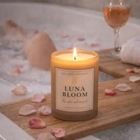 Luna Bloom Luxury Scented Candle | Hand-Poured Soy Wax with Wooden Lid - Aurora Bloom Crafts