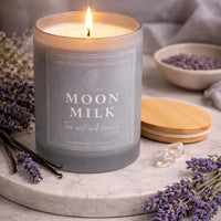 Moon Milk Luxury Scented Candle | Hand-Poured Soy Wax with Wooden Lid - Aurora Bloom Crafts