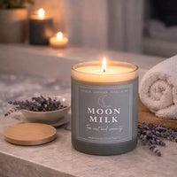 Moon Milk Luxury Scented Candle | Hand-Poured Soy Wax with Wooden Lid - Aurora Bloom Crafts