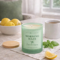 Morning Haze Luxury Scented Candle | Hand-Poured Soy Wax with Wooden Lid - Aurora Bloom Crafts