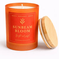 Sunbeam Bloom Luxury Scented Candle | Hand-Poured Soy Wax with Wooden Lid - Aurora Bloom Crafts