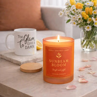 Sunbeam Bloom Luxury Scented Candle | Hand-Poured Soy Wax with Wooden Lid - Aurora Bloom Crafts