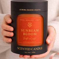 Sunbeam Bloom Luxury Scented Candle | Hand-Poured Soy Wax with Wooden Lid - Aurora Bloom Crafts