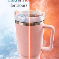 40oz Insulated Tumbler with Handle | Stainless Steel Travel Mug - Aurora Bloom Crafts