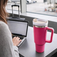 40oz Insulated Tumbler with Handle | Stainless Steel Travel Mug - Aurora Bloom Crafts