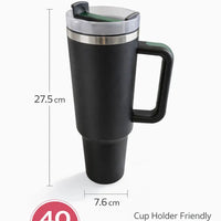 40oz Insulated Tumbler with Handle | Stainless Steel Travel Mug - Aurora Bloom Crafts