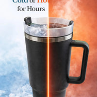 40oz Insulated Tumbler with Handle | Stainless Steel Travel Mug - Aurora Bloom Crafts