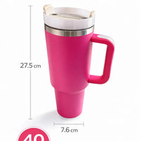 40oz Insulated Tumbler with Handle | Stainless Steel Travel Mug - Aurora Bloom Crafts