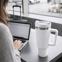 40oz Insulated Tumbler with Handle | Stainless Steel Travel Mug - Aurora Bloom Crafts