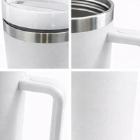 40oz Insulated Tumbler with Handle | Stainless Steel Travel Mug - Aurora Bloom Crafts