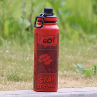 Superwoman Comic Water Bottle – 1L Stainless Steel, Motivational "Stay Strong" Design, BPA-Free, Leakproof, Red Matte Finish – Insulated Sport Bottle for Women, Gym, Fitness & Everyday Use