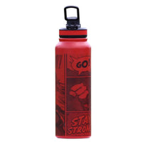 Superwoman Comic Water Bottle – 1L Stainless Steel, Motivational "Stay Strong" Design, BPA-Free, Leakproof, Red Matte Finish – Insulated Sport Bottle for Women, Gym, Fitness & Everyday Use