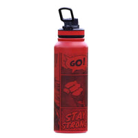 Superwoman Comic Water Bottle – 1L Stainless Steel, Motivational "Stay Strong" Design, BPA-Free, Leakproof, Red Matte Finish – Insulated Sport Bottle for Women, Gym, Fitness & Everyday Use