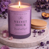 Velvet Hour Luxury Scented Candle | Hand-Poured Soy Wax with Wooden Lid - Aurora Bloom Crafts