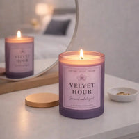 Velvet Hour Luxury Scented Candle | Hand-Poured Soy Wax with Wooden Lid - Aurora Bloom Crafts