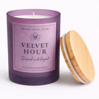 Velvet Hour Luxury Scented Candle | Hand-Poured Soy Wax with Wooden Lid - Aurora Bloom Crafts