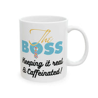 Boss Mug Gift - The BOSS Caffeinated Coffee Mug - Aurora Bloom Crafts