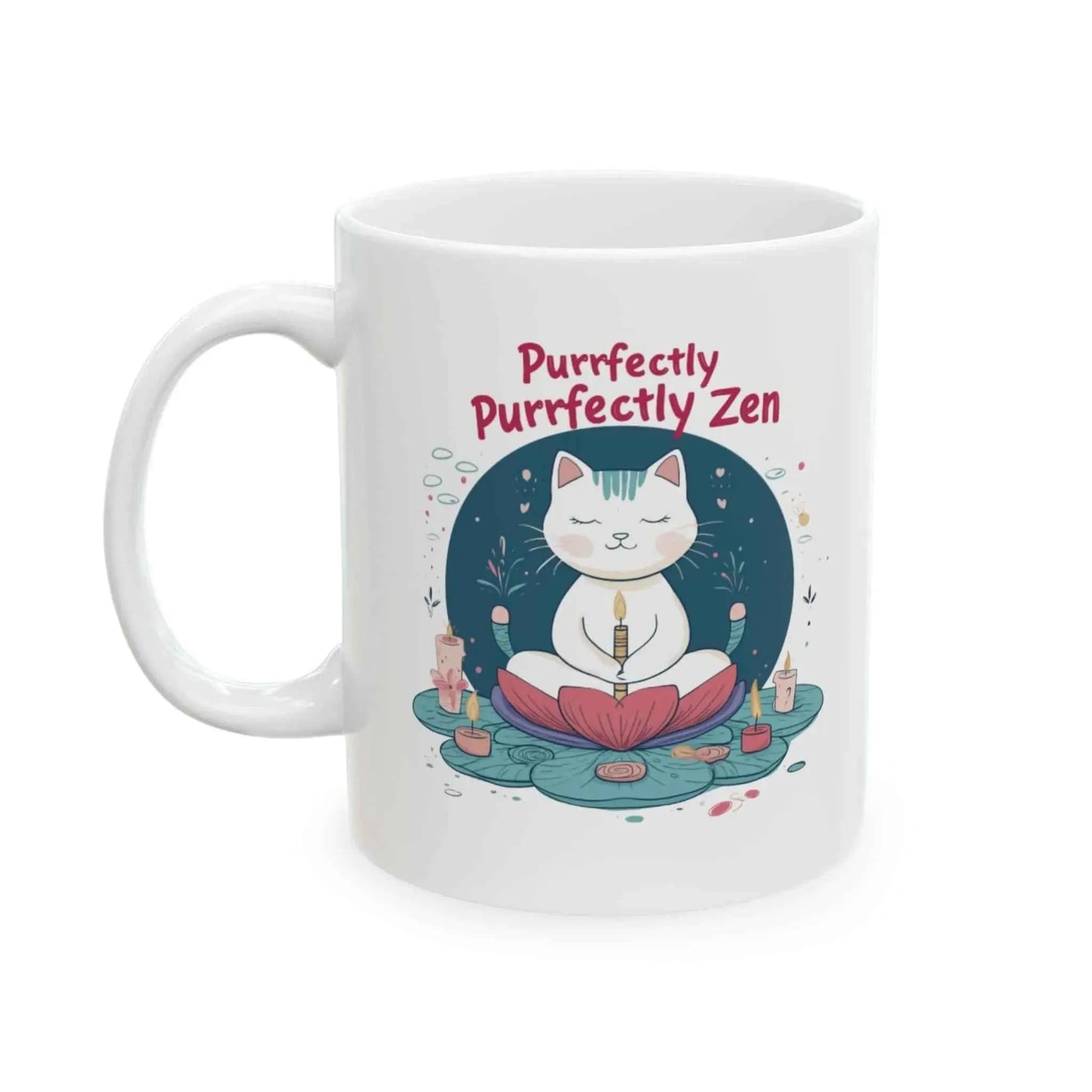 Purrfectly Zen Cat Mug by Aurora Bloom Crafts - Perfect for Cat Lovers