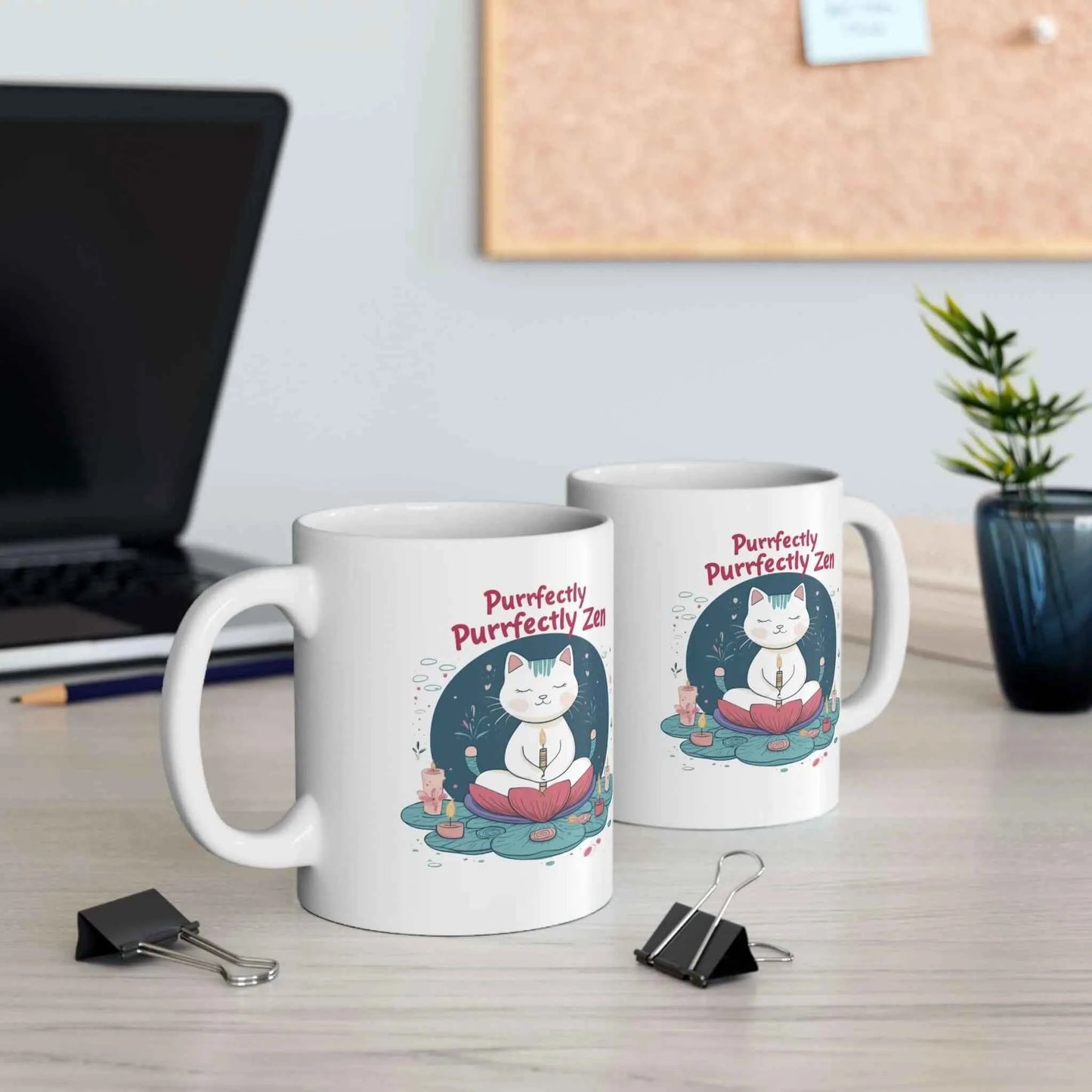 Purrfectly Zen Cat Mug by Aurora Bloom Crafts - Perfect for Cat Lovers