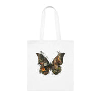 Urban Butterfly Tote Bag – White Canvas, Long Handle (38cm x 40cm)