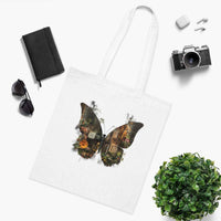 Urban Butterfly Tote Bag – White Canvas, Long Handle (38cm x 40cm)