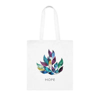 Hope Watercolor Tote Bag – White Canvas, Long Handle (38cm x 40cm)