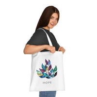 Hope Watercolor Tote Bag – White Canvas, Long Handle (38cm x 40cm)