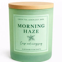 Morning Haze Luxury Scented Candle | Hand-Poured Soy Wax with Wooden Lid - Aurora Bloom Crafts