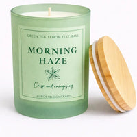 Morning Haze Luxury Scented Candle | Hand-Poured Soy Wax with Wooden Lid - Aurora Bloom Crafts