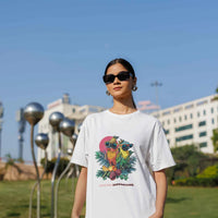 Bold Parrot Print “Summer Shenanigans” Tee – Oversized & Unisex