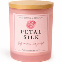 Petal Silk Luxury Scented Candle | Hand-Poured Soy Wax with Wooden Lid - Aurora Bloom Crafts
