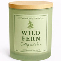 Wild Fern Luxury Scented Candle | Hand-Poured Soy Wax with Wooden Lid - Aurora Bloom Crafts