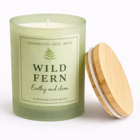 Wild Fern Luxury Scented Candle | Hand-Poured Soy Wax with Wooden Lid - Aurora Bloom Crafts