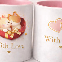 With Love Cat Mug 11oz ceramic coffee mug for cat lovers