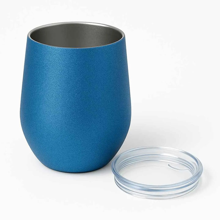 Glitter Finish Stemless Wine Tumbler – 12oz- Blue