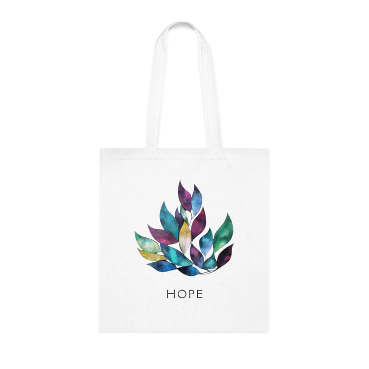 Hope Watercolor Tote Bag – White Canvas, Long Handle (38cm x 40cm)